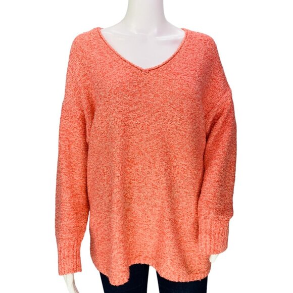 J Jill | Pure Jill Womens Marled Knit Sweater Pink V Neck Oversized Size M - Picture 2 of 12